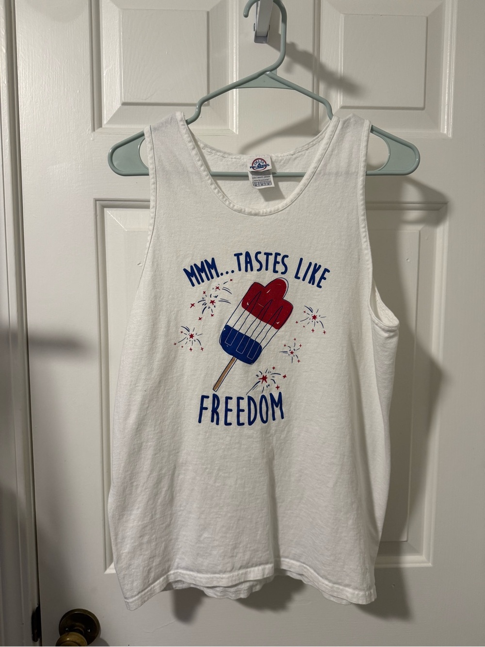Graphic Tank Top with Red & Blue Popsicle - Patriotic Design